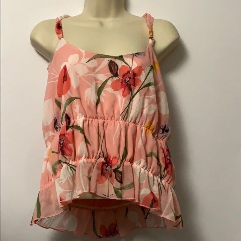 NWT LEITH FLORAL RUFFLE CROP TANK SIZE 2X